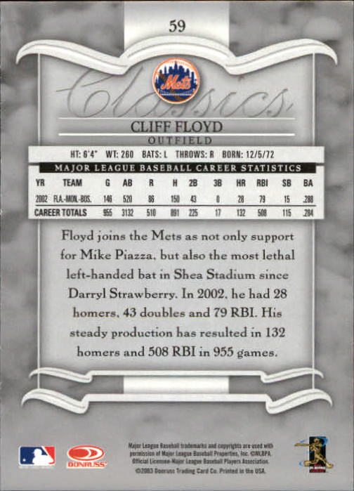 2003 Donruss Classics Baseball "Main Set" Cards #1 to #208 - Picture 119 of 227