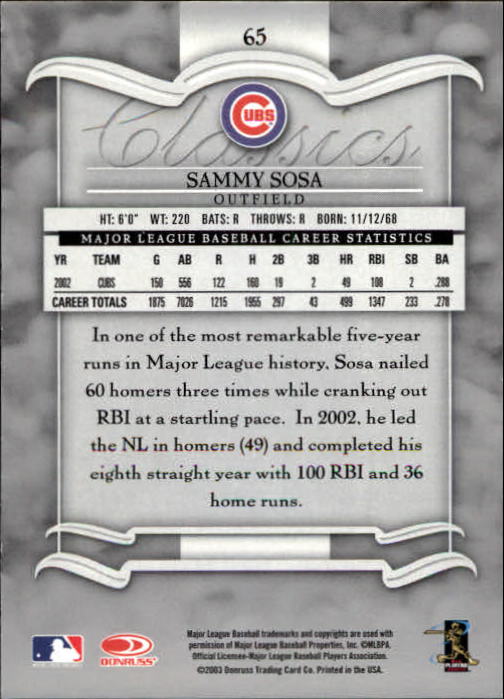 2003 Donruss Classics Baseball "Main Set" Cards #1 to #208 - Picture 131 of 227