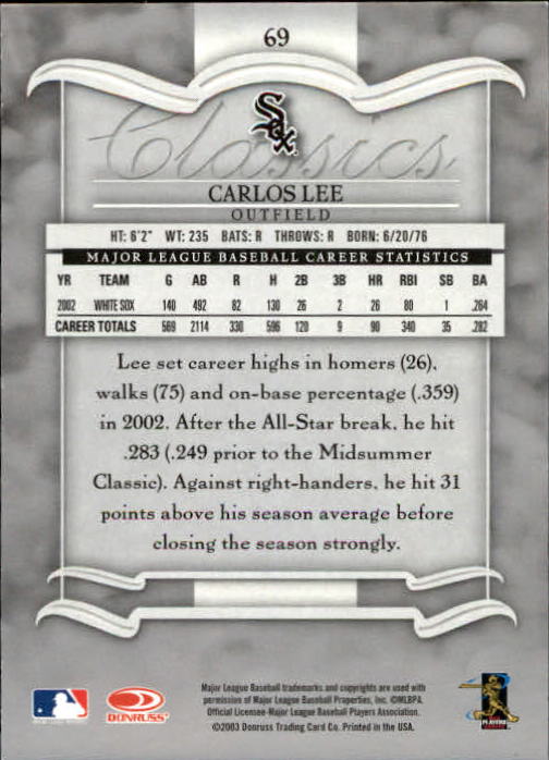 2003 Donruss Classics Baseball "Main Set" Cards #1 to #208 - Picture 139 of 227