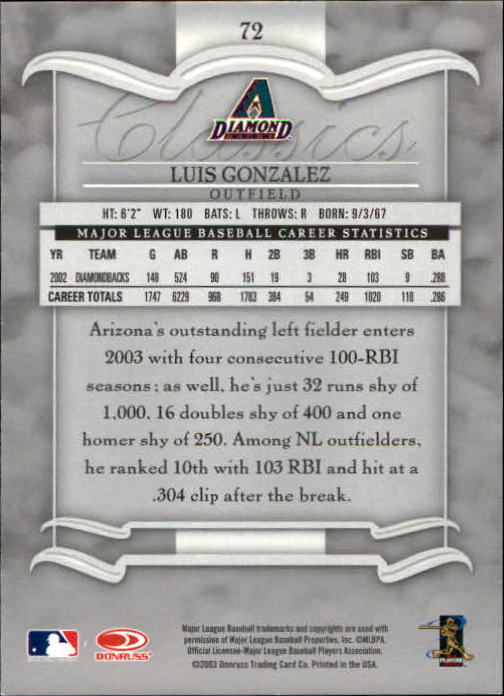 2003 Donruss Classics Baseball "Main Set" Cards #1 to #208 - Picture 145 of 227