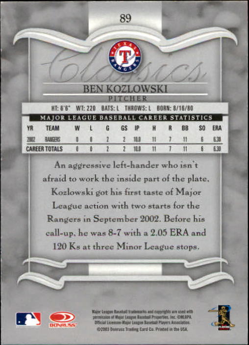 2003 Donruss Classics Baseball "Main Set" Cards #1 to #208 - Picture 179 of 227