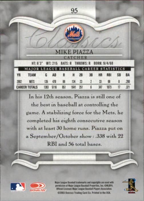 2003 Donruss Classics Baseball "Main Set" Cards #1 to #208 - Picture 191 of 227