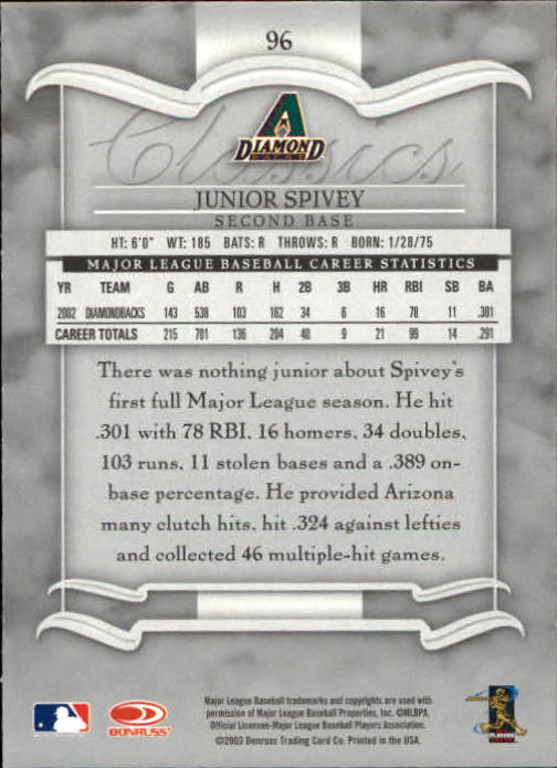 2003 Donruss Classics Baseball "Main Set" Cards #1 to #208 - Picture 193 of 227