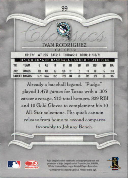 2003 Donruss Classics Baseball "Main Set" Cards #1 to #208 - Picture 199 of 227