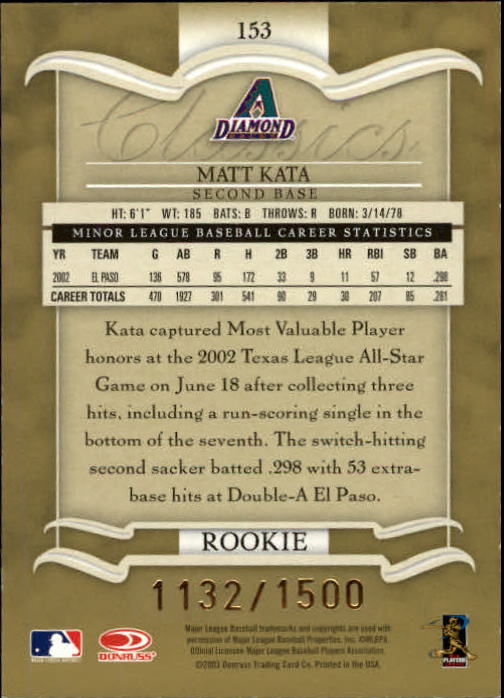 2003 Donruss Classics Baseball "Main Set" Cards #1 to #208 - Picture 211 of 227