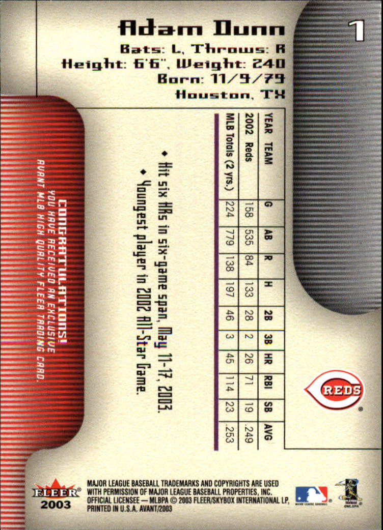2003 Fleer Avant Baseball "Main Set" Cards #1 to #87 - Picture 3 of 130