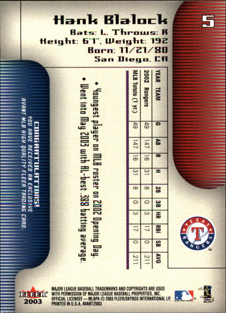 2003 Fleer Avant Baseball "Main Set" Cards #1 to #87 - Picture 10 of 130
