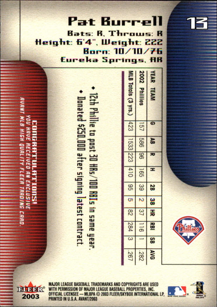 2003 Fleer Avant Baseball "Main Set" Cards #1 to #87 - Picture 24 of 130