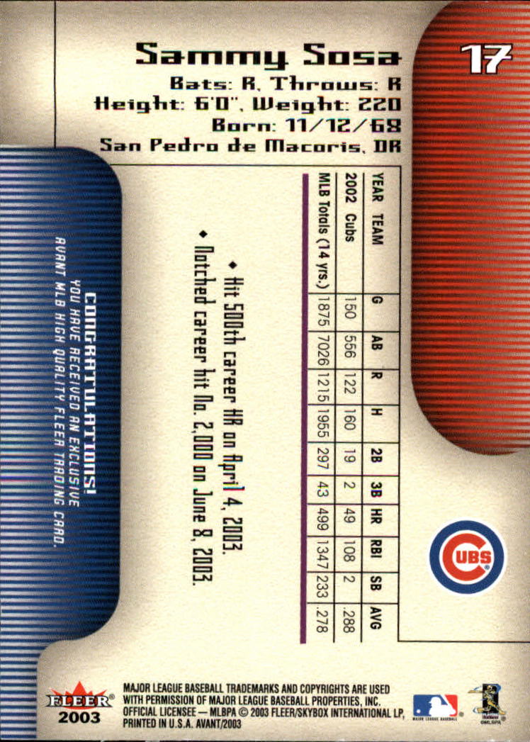 2003 Fleer Avant Baseball "Main Set" Cards #1 to #87 - Picture 32 of 130