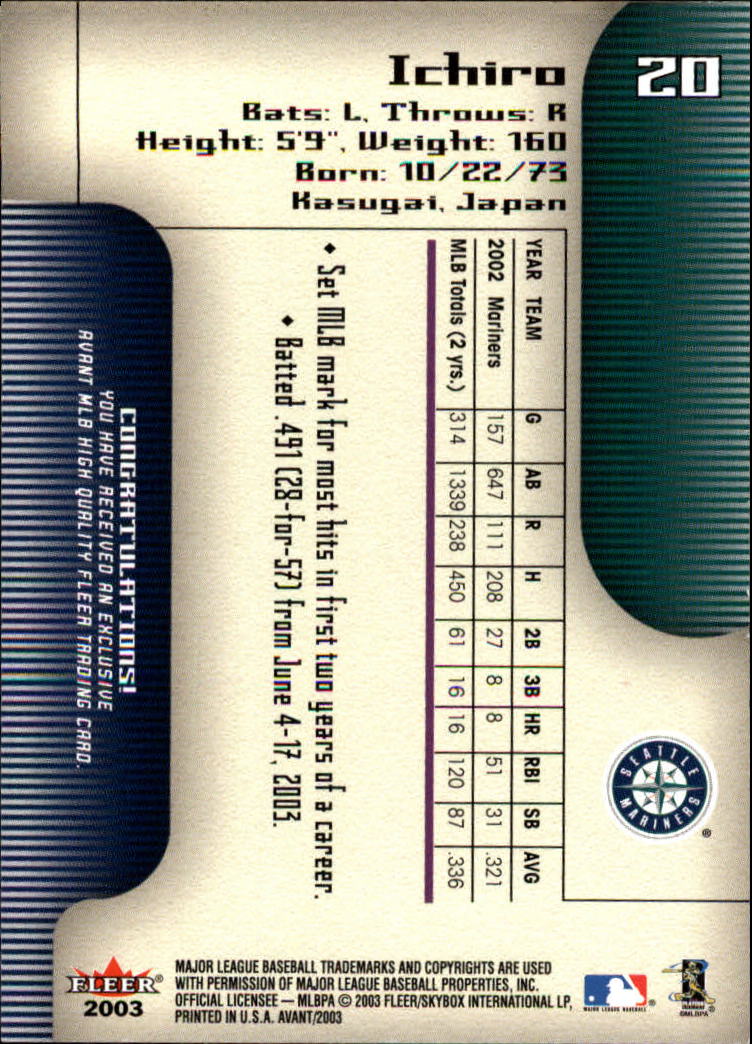 2003 Fleer Avant Baseball "Main Set" Cards #1 to #87 - Picture 38 of 130