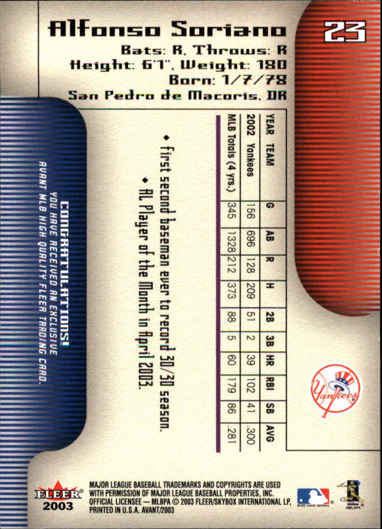 2003 Fleer Avant Baseball "Main Set" Cards #1 to #87 - Picture 44 of 130
