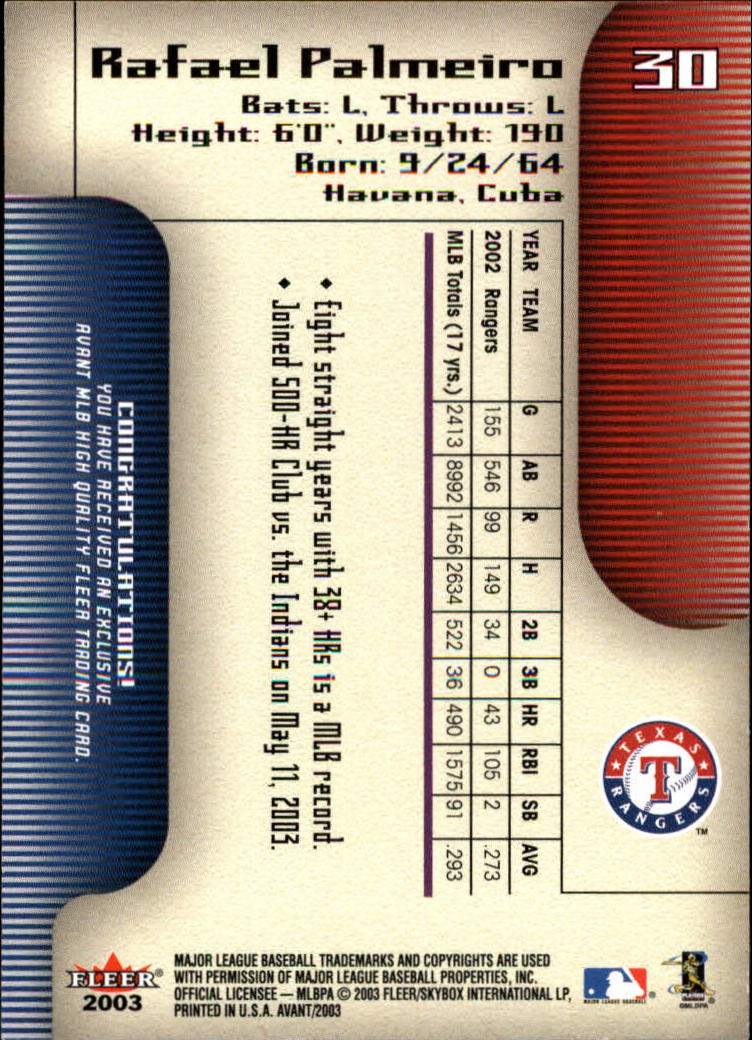 2003 Fleer Avant Baseball "Main Set" Cards #1 to #87 - Picture 58 of 130