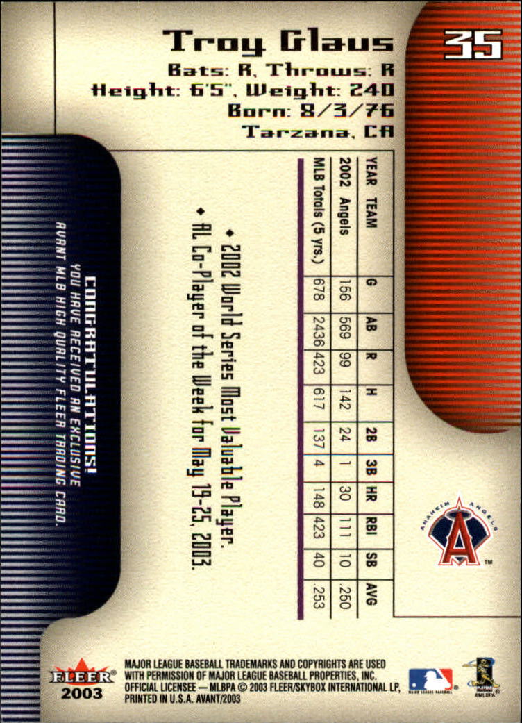 2003 Fleer Avant Baseball "Main Set" Cards #1 to #87 - Picture 66 of 130