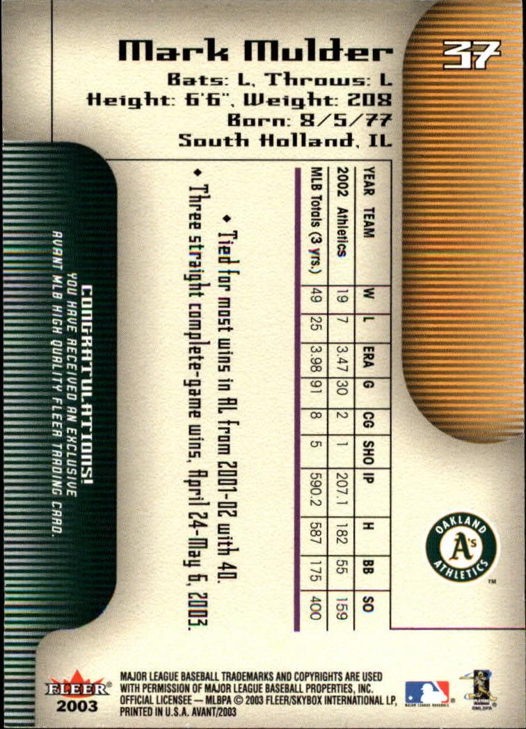 2003 Fleer Avant Baseball "Main Set" Cards #1 to #87 - Picture 70 of 130
