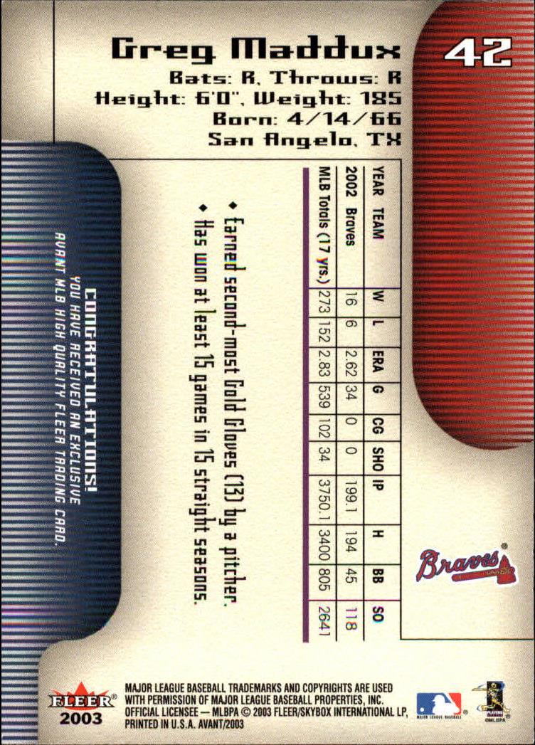 2003 Fleer Avant Baseball "Main Set" Cards #1 to #87 - Picture 78 of 130