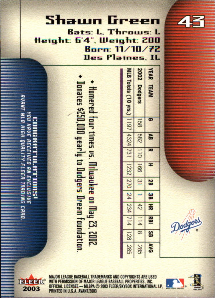 2003 Fleer Avant Baseball "Main Set" Cards #1 to #87 - Picture 80 of 130