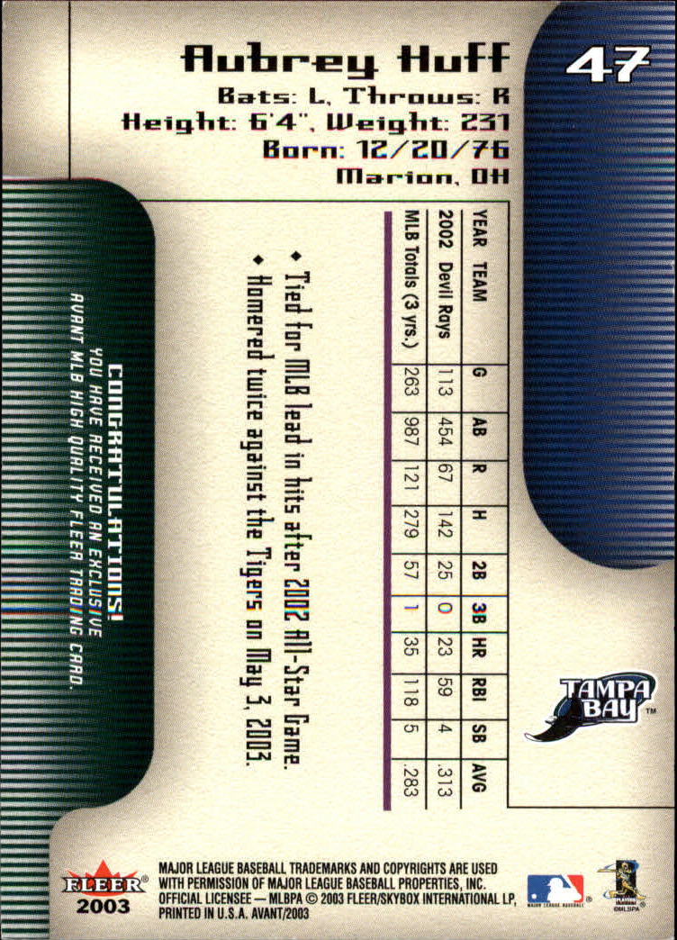 2003 Fleer Avant Baseball "Main Set" Cards #1 to #87 - Picture 86 of 130