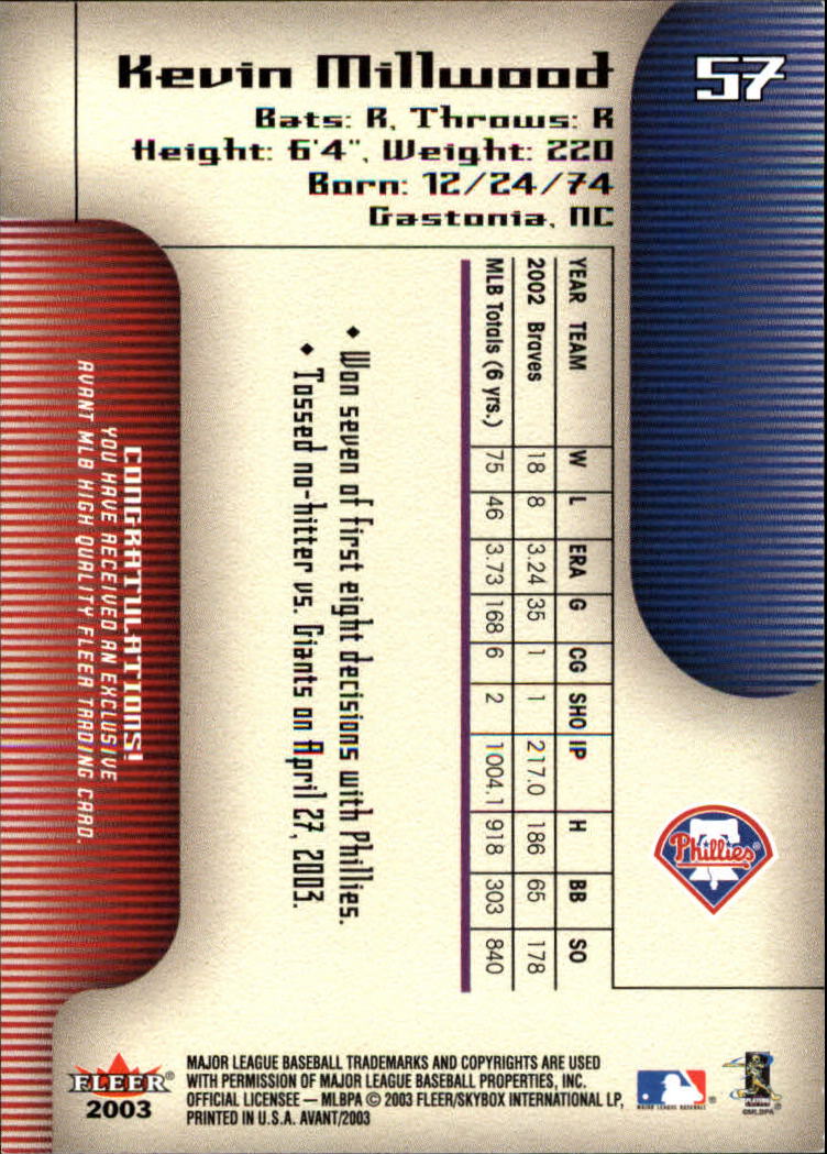 2003 Fleer Avant Baseball "Main Set" Cards #1 to #87 - Picture 104 of 130