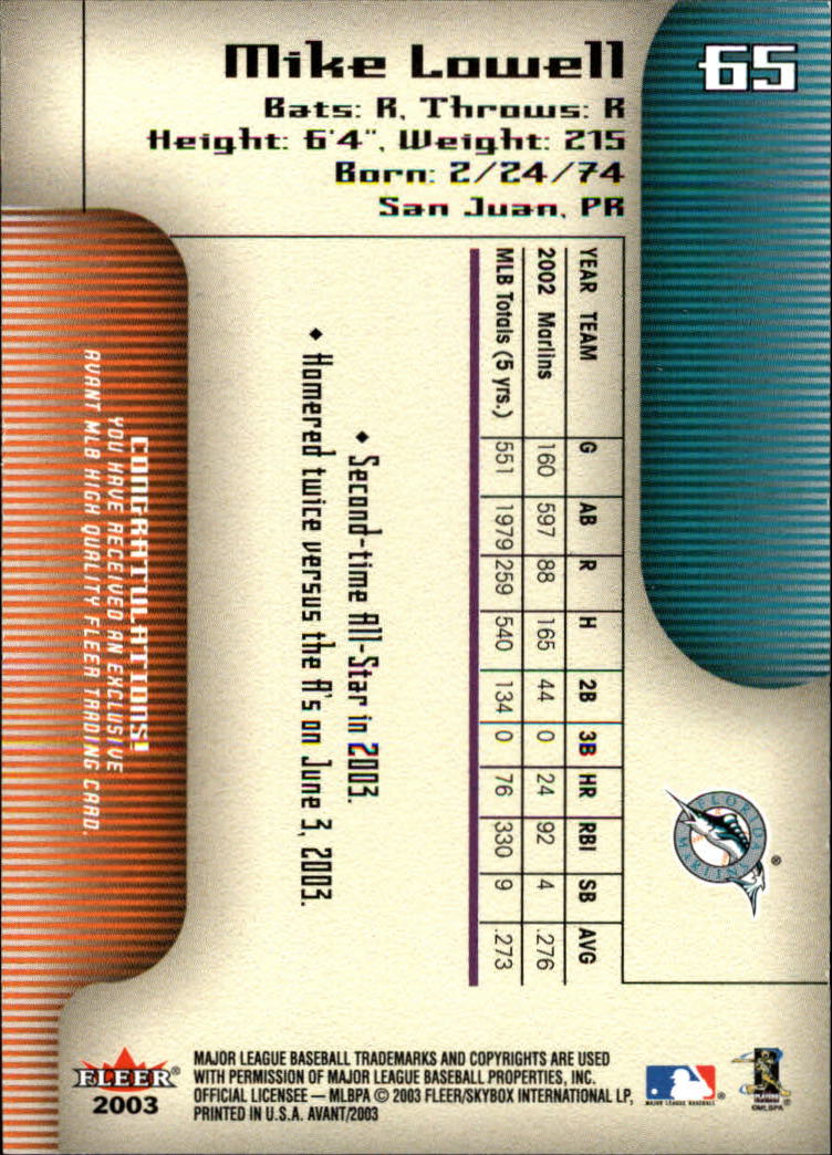2003 Fleer Avant Baseball "Main Set" Cards #1 to #87 - Picture 120 of 130