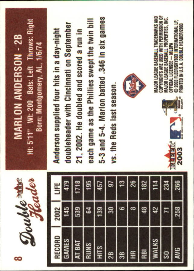 2003 Fleer Double Header Baseball "Main Set" Cards - Picture 17 of 415