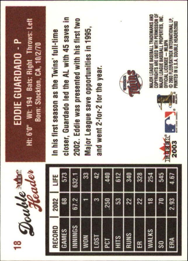 2003 Fleer Double Header Baseball "Main Set" Cards - Picture 35 of 415