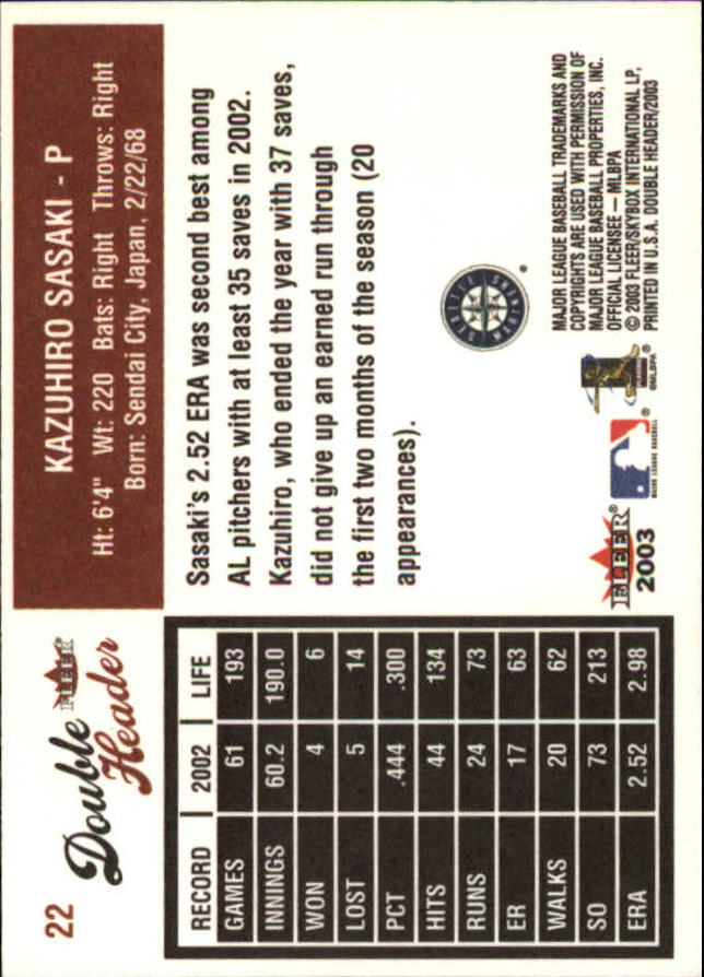 2003 Fleer Double Header Baseball "Main Set" Cards - Picture 41 of 415