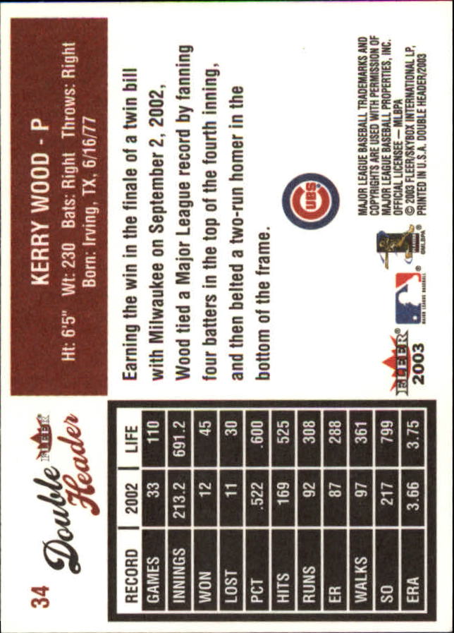 2003 Fleer Double Header Baseball "Main Set" Cards - Picture 63 of 415