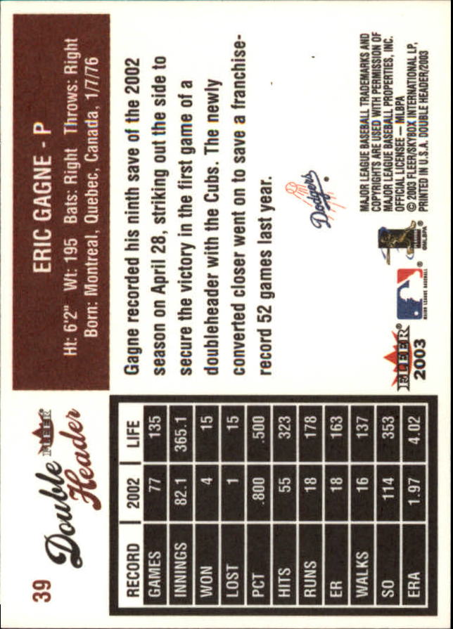 2003 Fleer Double Header Baseball "Main Set" Cards - Picture 71 of 415