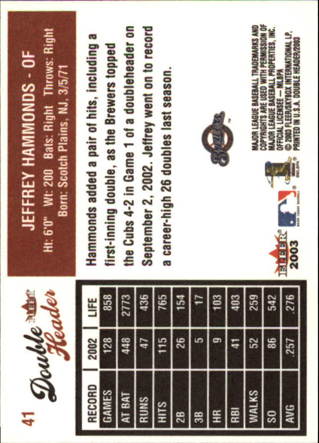 2003 Fleer Double Header Baseball "Main Set" Cards - Picture 75 of 415