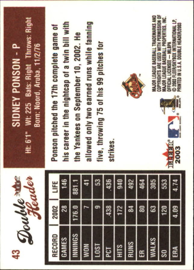 2003 Fleer Double Header Baseball "Main Set" Cards - Picture 79 of 415