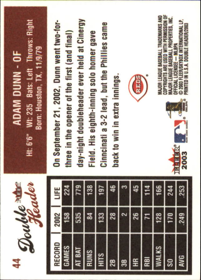 2003 Fleer Double Header Baseball "Main Set" Cards - Picture 81 of 415