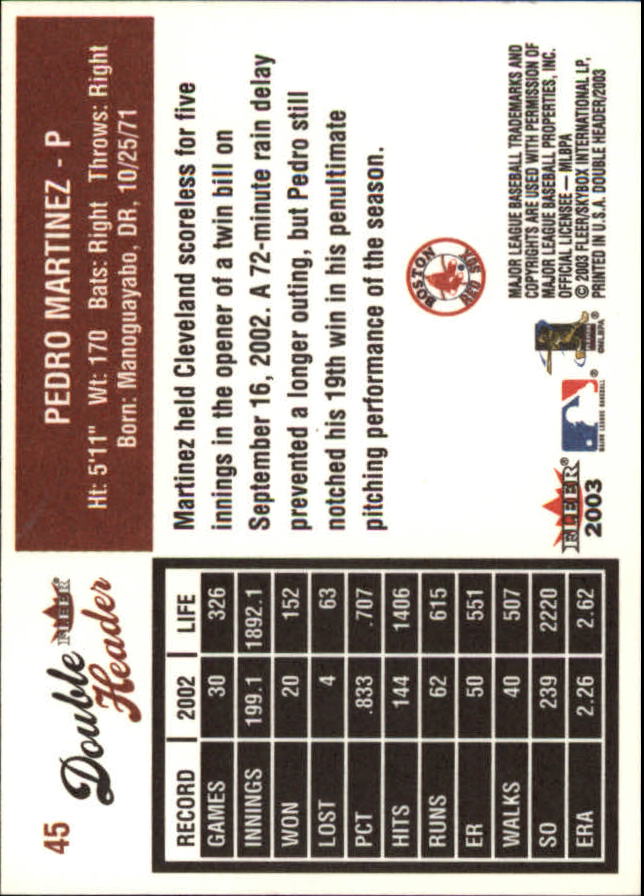 2003 Fleer Double Header Baseball "Main Set" Cards - Picture 83 of 415