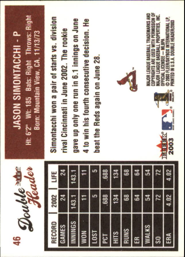 2003 Fleer Double Header Baseball "Main Set" Cards - Picture 85 of 415