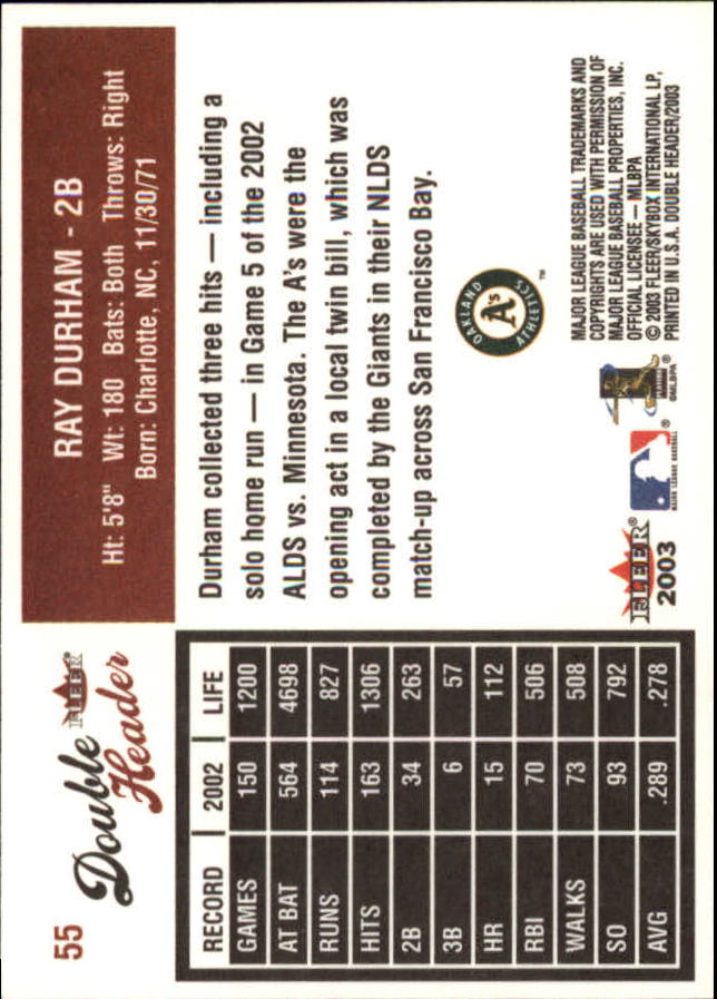 2003 Fleer Double Header Baseball "Main Set" Cards - Picture 101 of 415