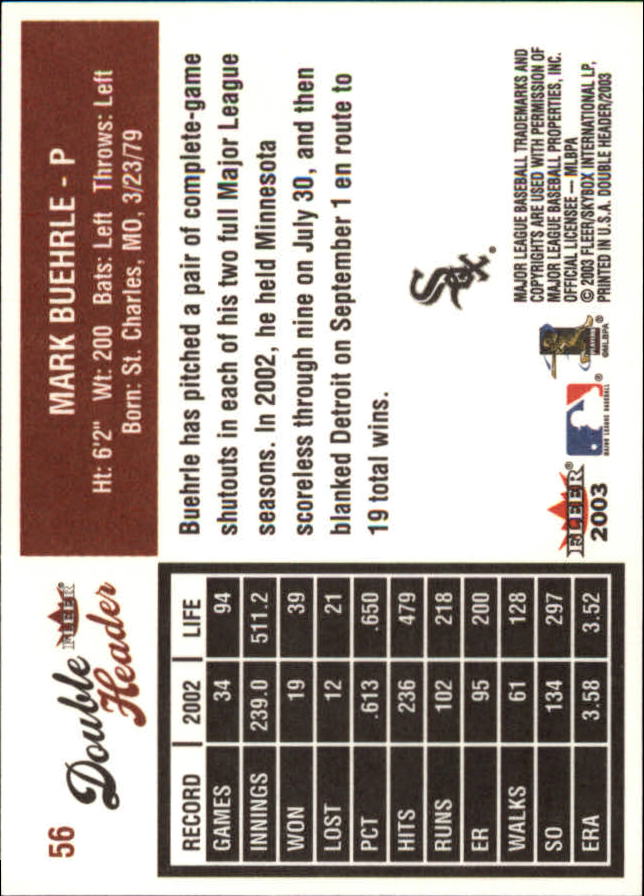2003 Fleer Double Header Baseball "Main Set" Cards - Picture 103 of 415