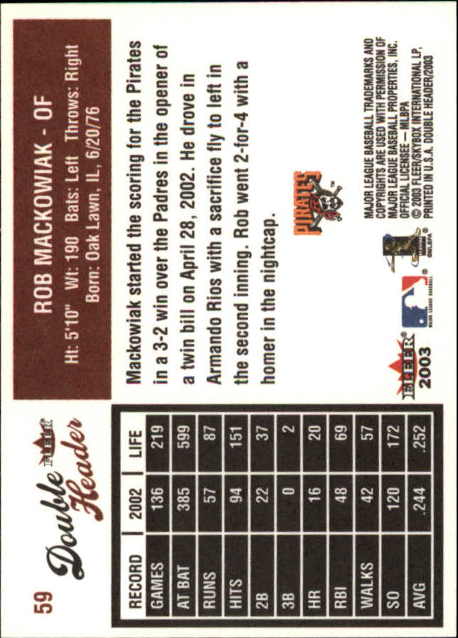 2003 Fleer Double Header Baseball "Main Set" Cards - Picture 109 of 415