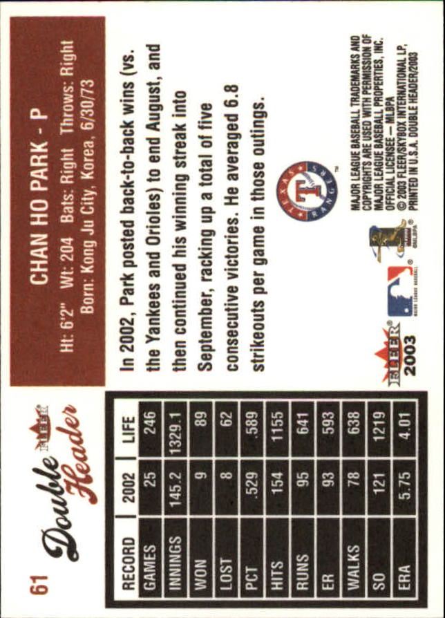 2003 Fleer Double Header Baseball "Main Set" Cards - Picture 113 of 415