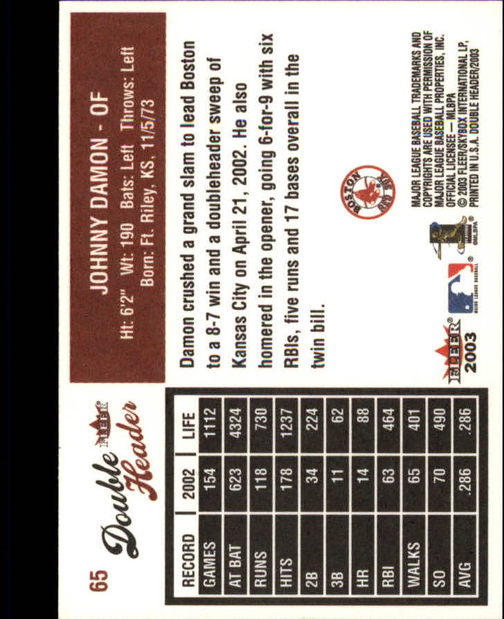 2003 Fleer Double Header Baseball "Main Set" Cards - Picture 121 of 415