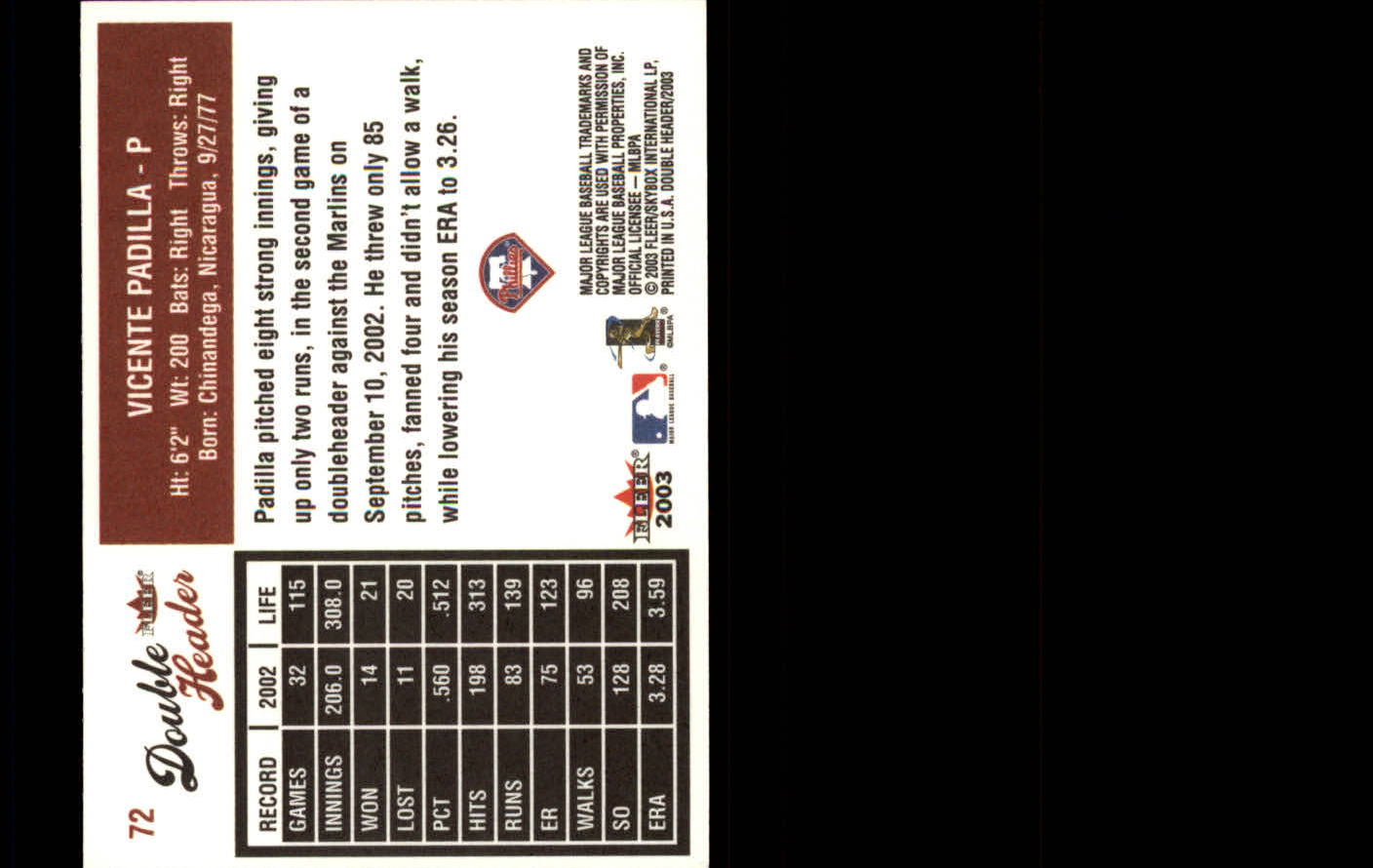 2003 Fleer Double Header Baseball "Main Set" Cards - Picture 135 of 415
