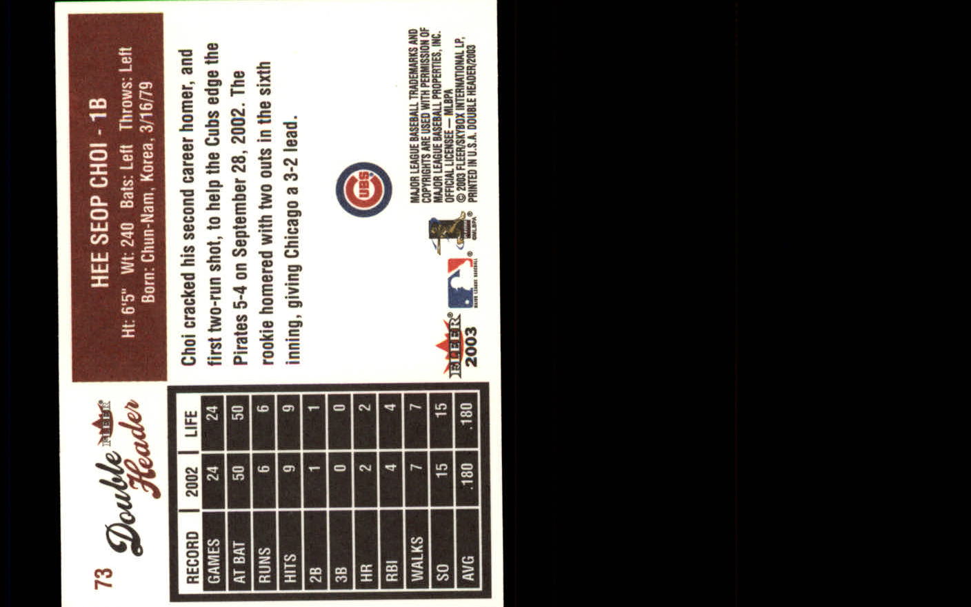 2003 Fleer Double Header Baseball "Main Set" Cards - Picture 137 of 415
