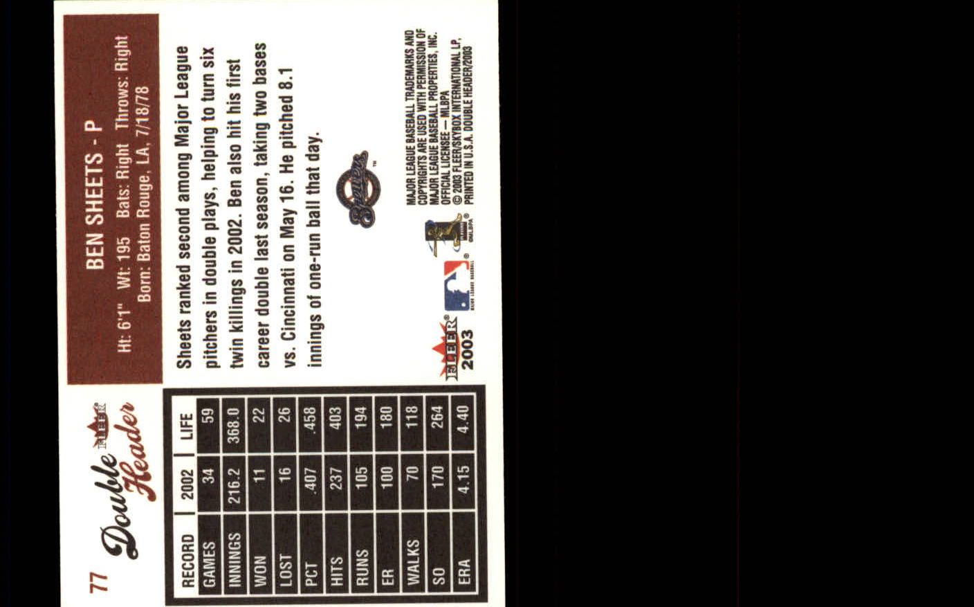 2003 Fleer Double Header Baseball "Main Set" Cards - Picture 145 of 415