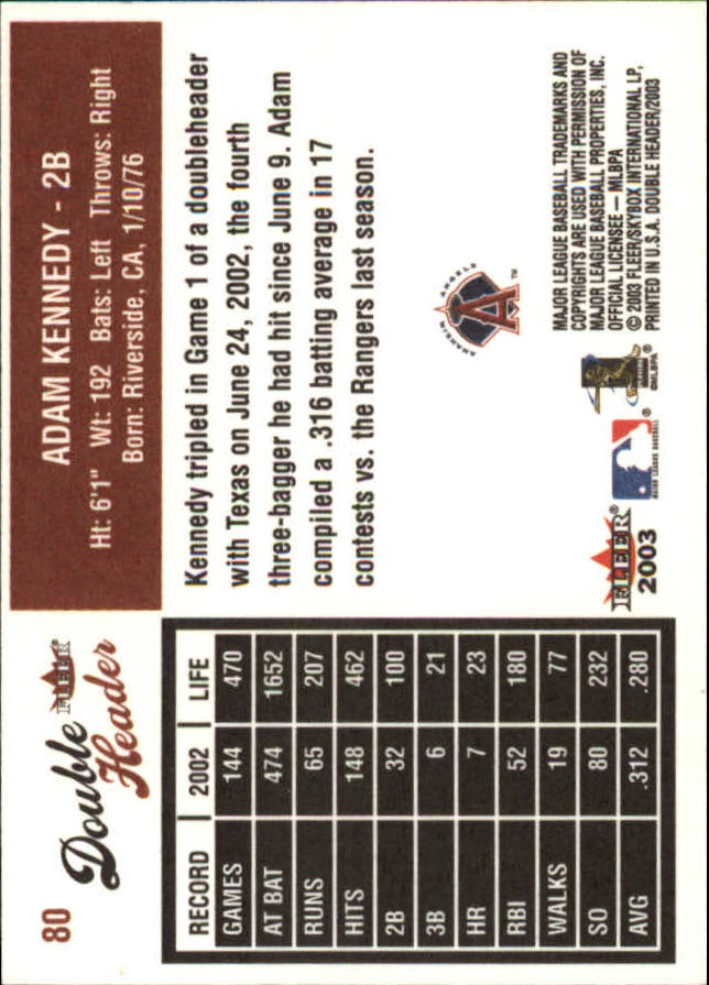 2003 Fleer Double Header Baseball "Main Set" Cards - Picture 151 of 415