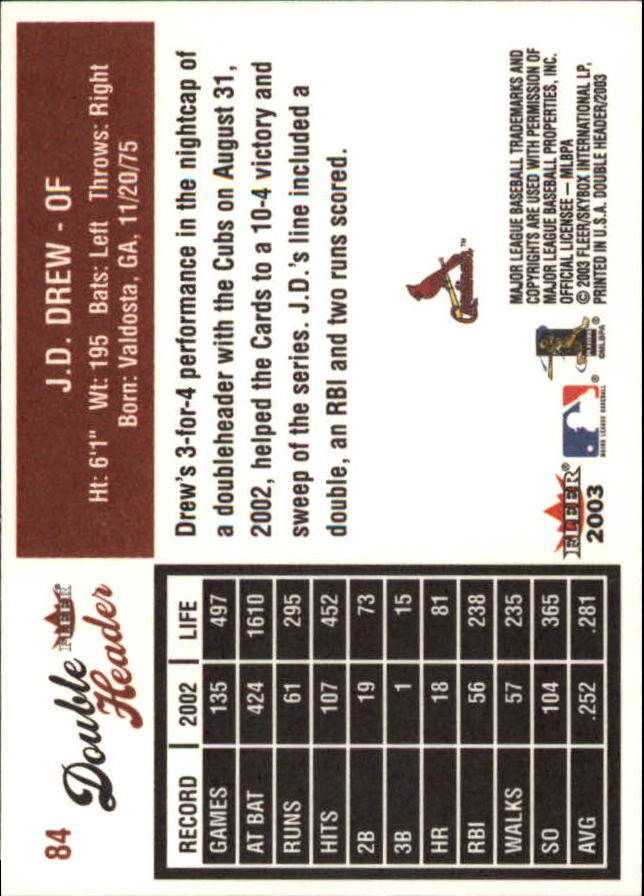 2003 Fleer Double Header Baseball "Main Set" Cards - Picture 157 of 415