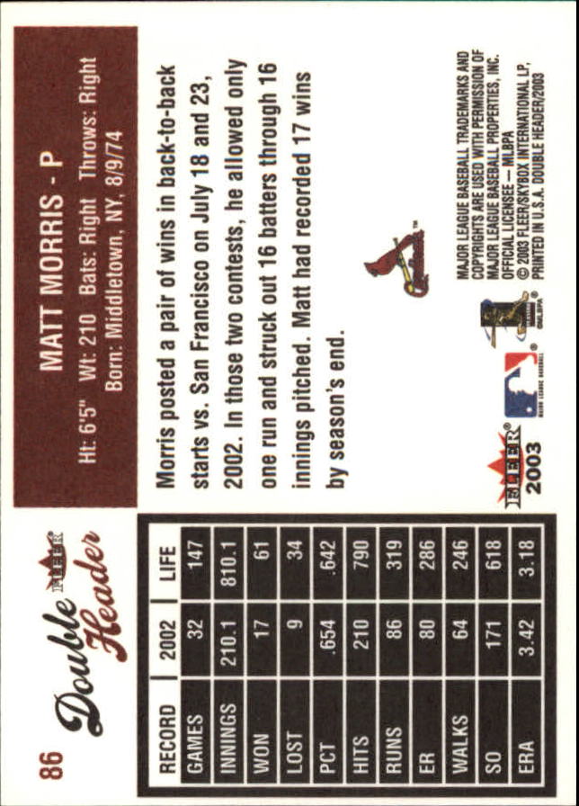 2003 Fleer Double Header Baseball "Main Set" Cards - Picture 161 of 415