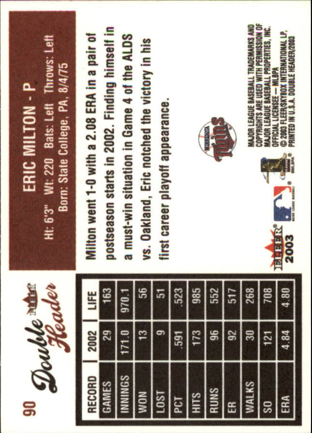 2003 Fleer Double Header Baseball "Main Set" Cards - Picture 167 of 415