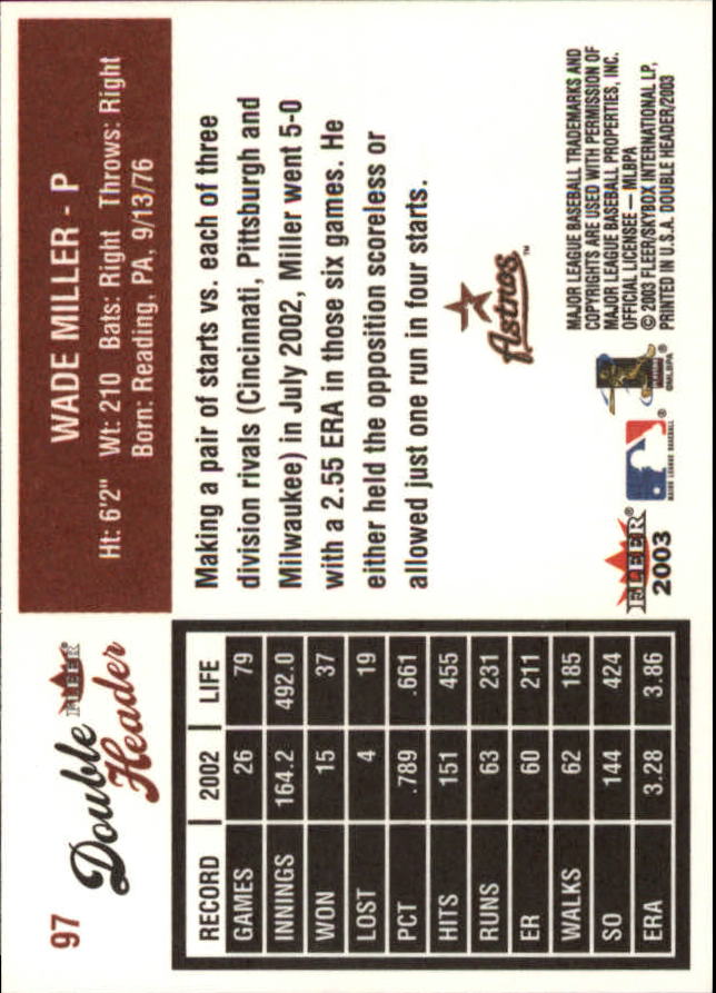 2003 Fleer Double Header Baseball "Main Set" Cards - Picture 181 of 415