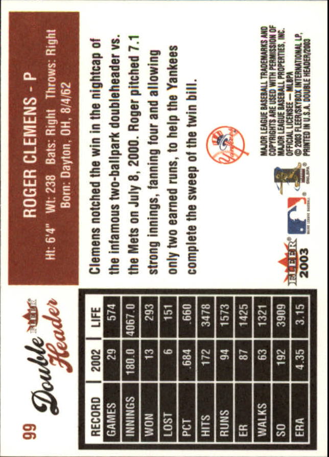 2003 Fleer Double Header Baseball "Main Set" Cards - Picture 185 of 415