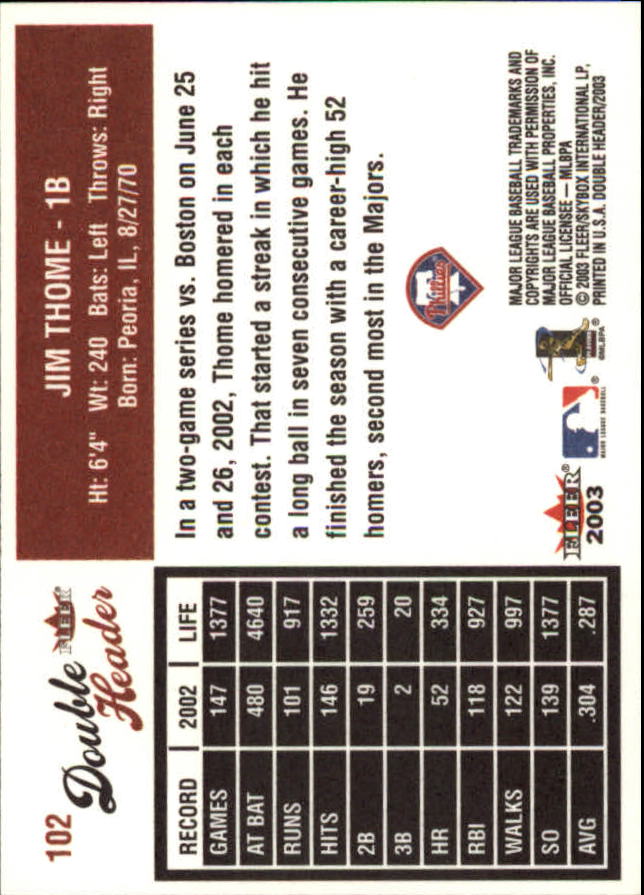 2003 Fleer Double Header Baseball "Main Set" Cards - Picture 191 of 415