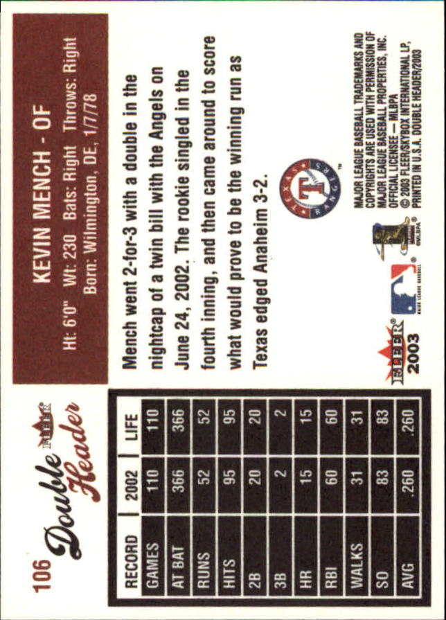 2003 Fleer Double Header Baseball "Main Set" Cards - Picture 199 of 415