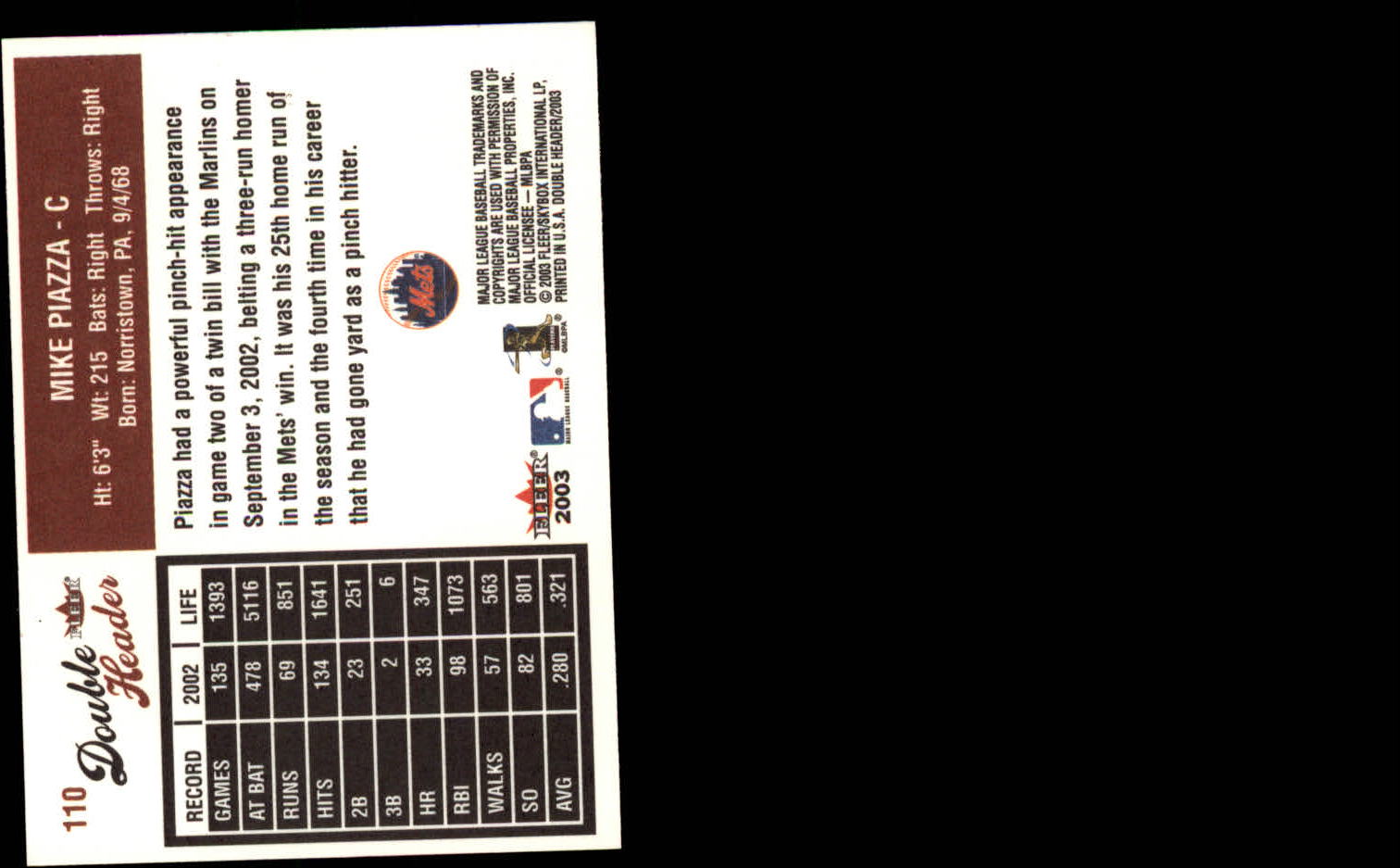 2003 Fleer Double Header Baseball "Main Set" Cards - Picture 207 of 415